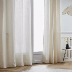 Tenda trasparente con nastri arricciati effetto lino (140 x 240 cm) Luca Beige