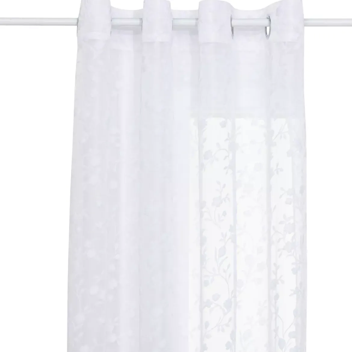 Tenda trasparente occhielli (140 x 240 cm) Flore Bianca