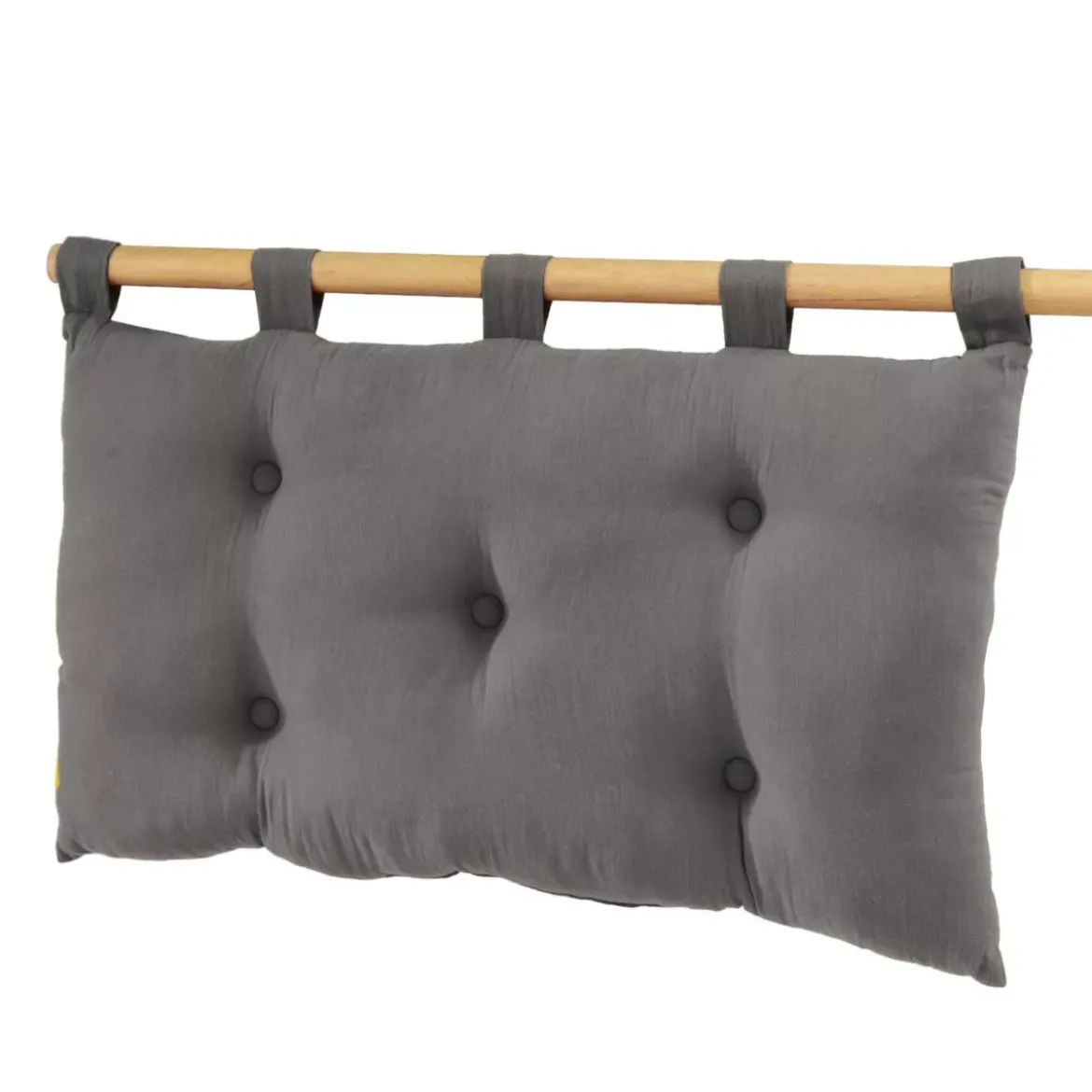 Testiera cuscino garza di cotone (80 x 50 cm) Gaïa Grigio granito