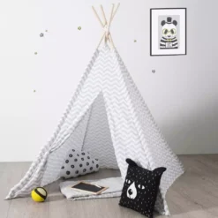 Tipi per bambini legno e tessuto (160 cm) Twin Grigio