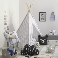Tipi per bambini legno e tessuto (160 cm) Twin Grigio