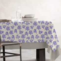 Tovaglia rettangolare cotone antimacchia (150 x 350 cm) Moorea Blu
