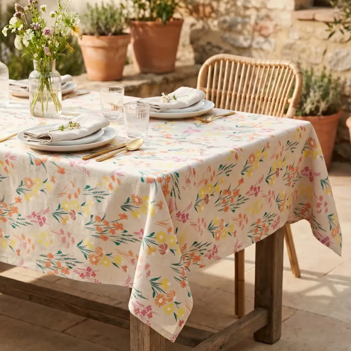 Tovaglia rettangolare cotone antimacchia (150 x 350 cm) Juliette Beige