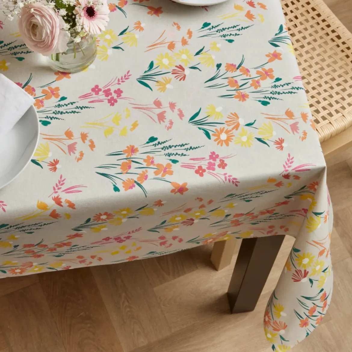 Tovaglia rettangolare cotone antimacchia (150 x 350 cm) Juliette Beige