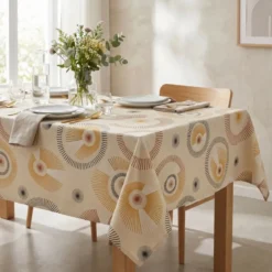 Tovaglia rettangolare cotone antimacchia (150 x 350 cm) Manhattan Beige