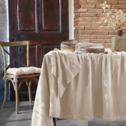 Tovaglia rettangolare garza di cotone (L250 cm) Gaïa Beige pampa