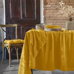 Tovaglia rettangolare garza di cotone (L250 cm) Gaïa Giallo zafferano