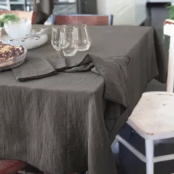 Tovaglia rettangolare garza di cotone (L250 cm) Gaïa Grigio granito