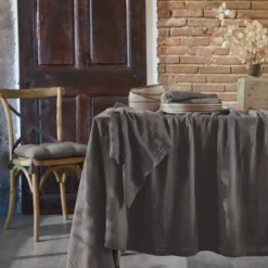Tovaglia rettangolare garza di cotone (L250 cm) Gaïa Grigio granito