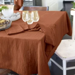 Tovaglia rettangolare garza di cotone (L350 cm) Gaïa Terracotta