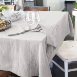 Tovaglia rettangolare garza di cotone (L250 cm) Gaïa Grigio nuvola