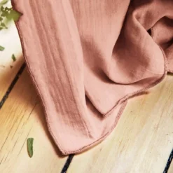 Tovaglia rettangolare garza di cotone (L350 cm) Gaïa Rosa pesca
