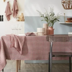 Tovaglia rettangolare in doppia garza di cotone (150 x 250 cm) Gaïa vichy Terracotta