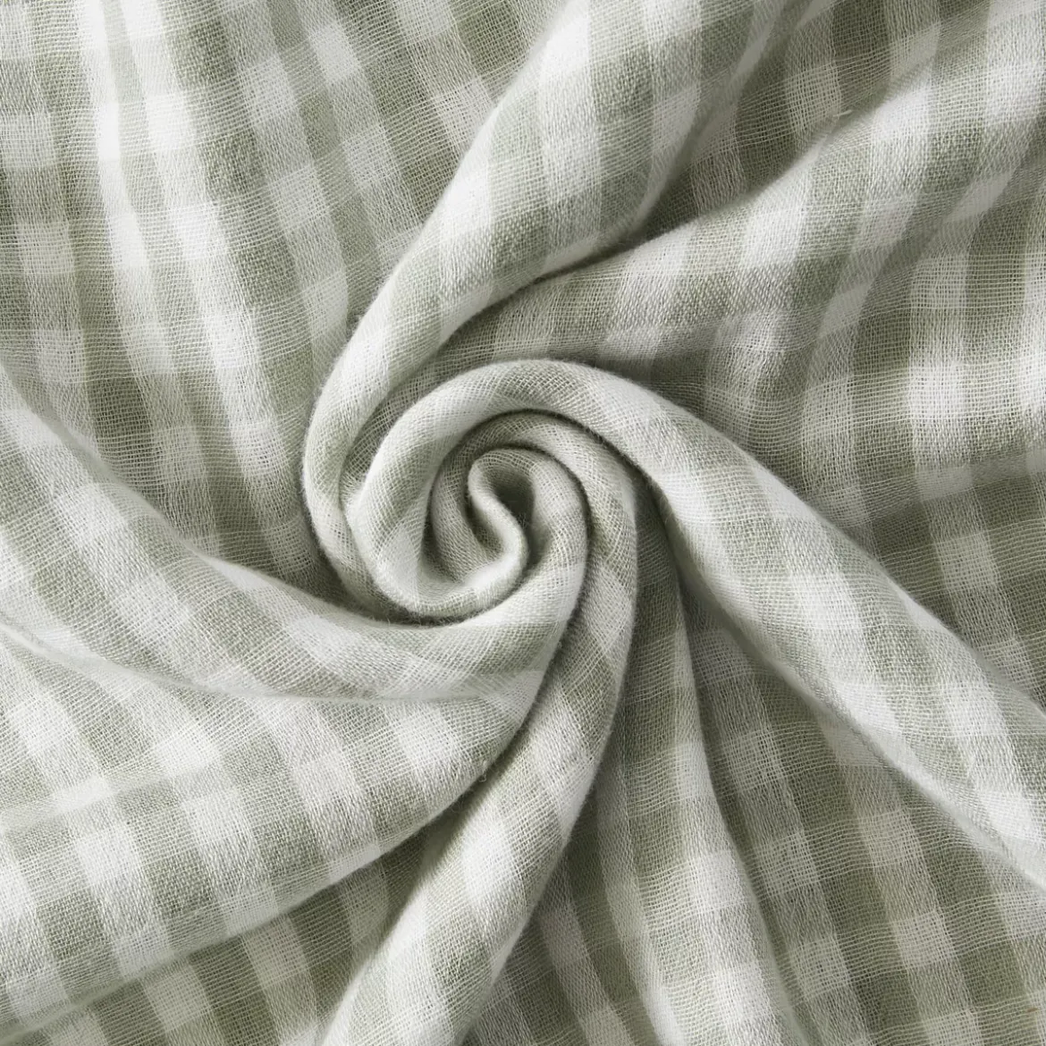 Tovaglia rettangolare in garza di cotone (150 x 350 cm) Gaïa vichy Verde eucalipto
