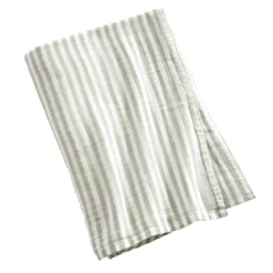 Tovaglia rettangolare in garza di cotone (150 x 350 cm) Gaïa a righe Verde eucalipto