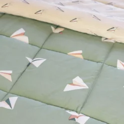 Trapuna stampata bambino e una federa (140 x 200 cm) Petits papiers Verde
