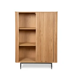 Vetrina alta a 3 livelli in rovere massiccio (98 x 135 cm) Rytm Naturale