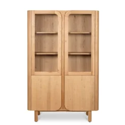 Vetrina 4 ante in rovere massiccio (120 x 190 cm) Oakland Naturale