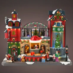 Villaggio di Natale luminoso, animato e musicale La fabbrica dei giocattoli